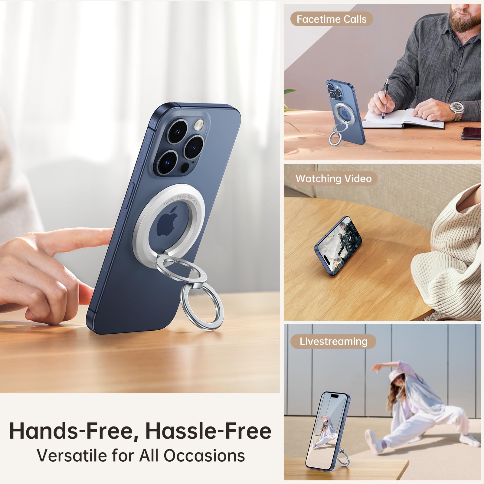 SYNCWIRE Magnetic Phone Ring Holder, for MagSafe Phone Grip Stand Kickstand