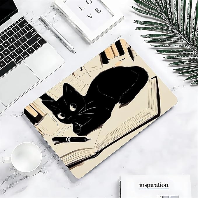 Compatible with MacBook Air 13.3 13.6 Inch Case 2022 2021 2020 2019 Plastic Hard Shell Case Cover,13.6 Air (A2681) M2 2022, Black Cat