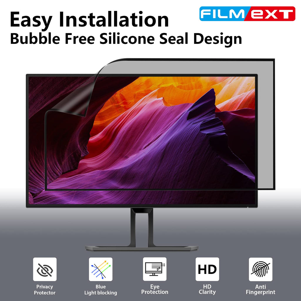 FILMEXT [2023 Upgrade 27 Inch Removable Privacy Screen Filter for 16:9 All-in-One Desktop/Frameless Computer Monitor, Bubble Free Anti Spy Blue Light Filter for Computer