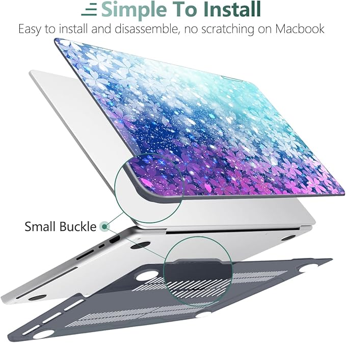 DONGKE for M4 MacBook Pro 16 Inch Case 2024 2023 2021 A3403 A3186 M3 A2991 M2 A2780 M1 A2485 Pro/Max Chip, Plastic Hard Shell Case & Keyboard Cover for Mac Pro 16 with Touch ID, Sparkling Flower
