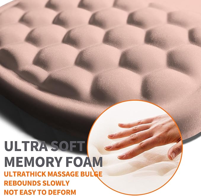 Armanza Ergonomic Joint Wrist Support Mouse Pad with Memory Foam Cushion Massage Bump, Carpal Tunnel Pain Relief Mousepad Slope Design for Wrist Rest, 11.8x7.9 in, Rose Pink