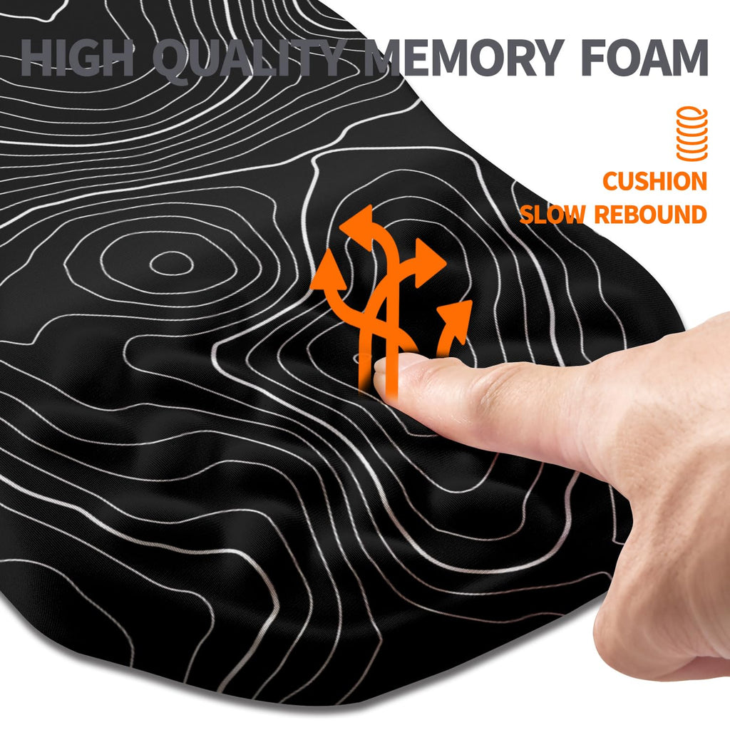 Armanza Ergonomic Slope Mouse Pad Wrist Support, Wrist Rest Mousepad for Carpal Tunnel Pain Relief with Massage Bulge and Slow Rebound Memory Foam (12x8 inch, Black Contour Lines)