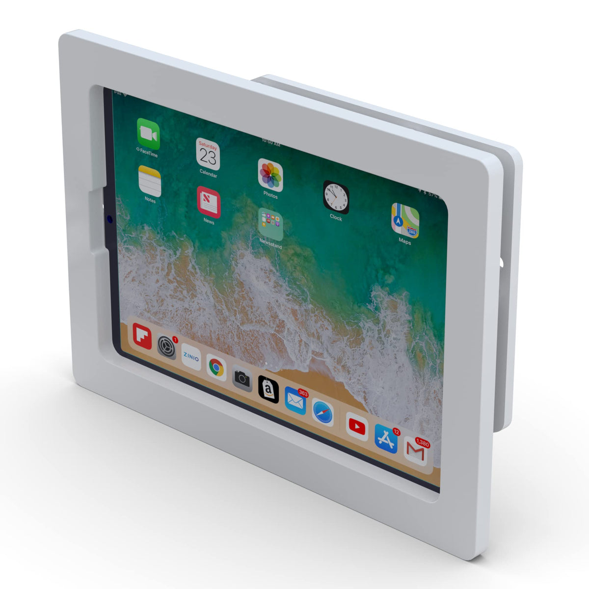 TABcare Anti-Theft Acrylic VESA Enclosure for Apple iPad mini 4/5 8" with Free Wall Mount Kit & 90-Degree Angle Charge Cable (iPad mini 4/5 8", White)