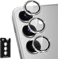 for Samsung Galaxy S25 Plus Camera Lens Protector, Individual Metal Ring Tempered Glass Lens Cover, [Strong Adsorption] Scratch Resistant Ultra-Thin HD Clear Lens Cover, 1 Set-Silvery Sparkly