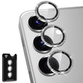 Avocase for Samsung Galaxy S25 Camera Lens Protector, Individual Metal Ring Tempered Glass Lens Cover, [Strong Adsorption] Scratch Resistant Ultra-Thin HD Clear Lens Cover, 1 Set-Silvery Sparkly