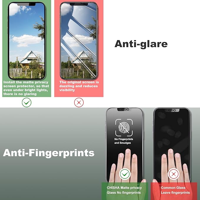 2 Pack Matte Privacy Screen Protector for iPhone 12 and iPhone 12 Pro 6.1-Inch Auto Dust Removal, No Bubbles,Anti-Spy Tempered Glass Film, Easy Installation