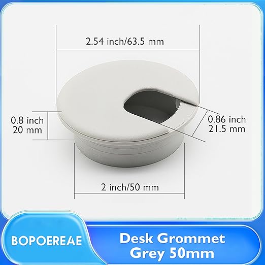 Desk Grommet 2" (50 mm), Desk Cord Hole Cover, Cable Grommet ABS Plastic, Desk Hole Grommet for Office and Home Table Cable, Detachable Cable Cord Organizer (Light Grey 2 Pcs)