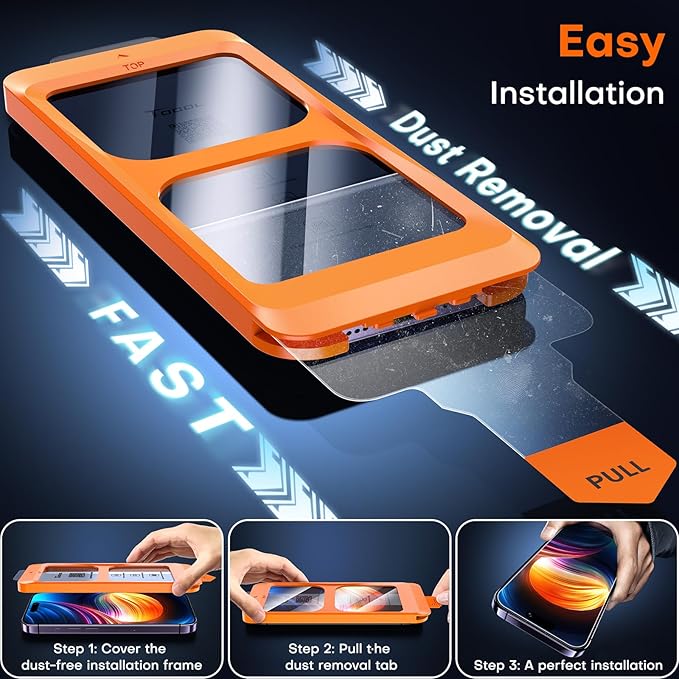 TOCOL for iPhone 14 Pro Max Screen Protector 9H Hardness Military Grade Shatterproof HD Tempered Glass Full Coverage Easy Installation Case Friendly 2 Pack