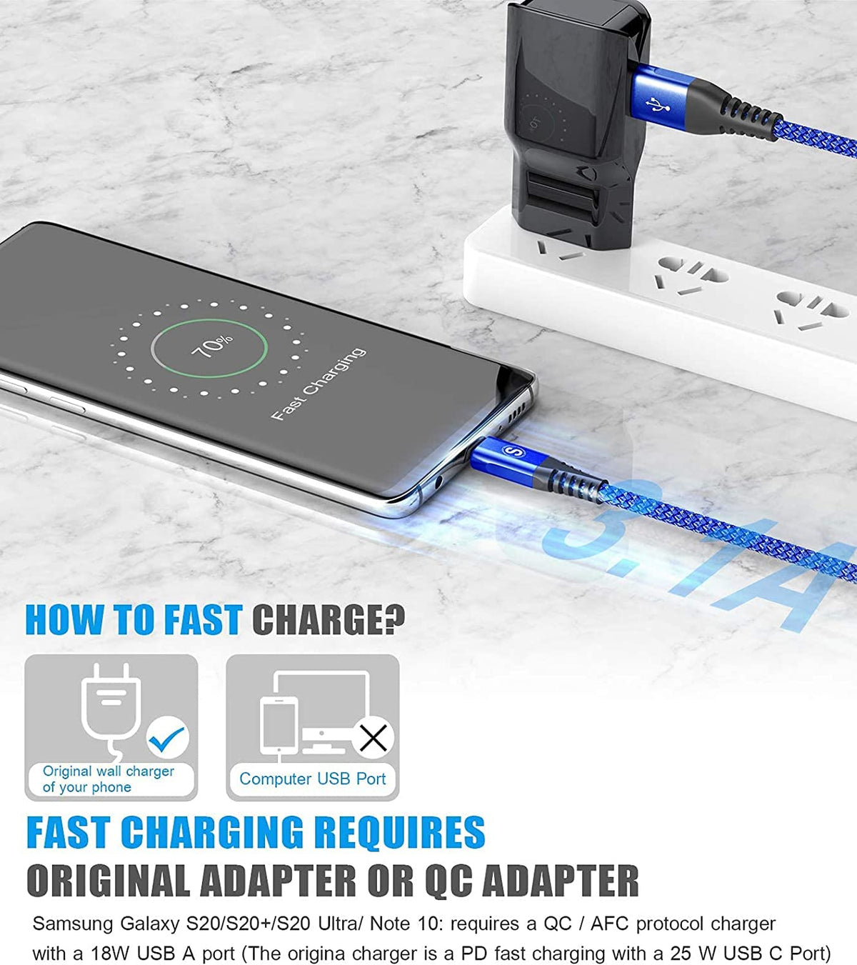 sweguard USB Type C Charger Cable [3-Pack,6.6ft+3.3ft+1.5ft] iPhone 16 Charger Nylon Braided Cord for iPhone 16 15 Pro Max Plus Samsung Galaxy S24 S23 S22 S21 S20 S10 Note 20 10 A54 Pixel LG Moto PS5