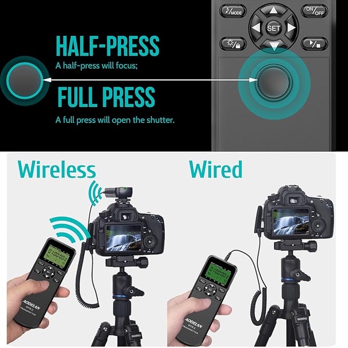 for Canon EOS Camera Wireless Shutter Remote - Intervalometer Timer Compatible with R6, 850D, 90D, 80D, 70D, R, Ra, RP; Replacement RS-60E3 Cable