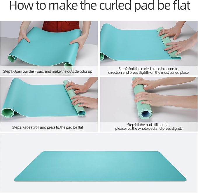 YSAGi Desk Mat, Mouse Pad,Waterproof Desk Pad,Large mouse pad for desk, Leather Desk Pad Large for Keyboard and Mouse,Dual-Sided Mouse Mat for Office and Home (35.4" x 17", Calamine Blue+Cobalt Green)