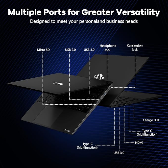 NIMO 15.6" IPS FHD-Gaming-Laptop, AMD Ryzen 5 6600H 6 Cores 64GB DDR5 RAM 1TB SSD (Beat i7-1165G7, Up to 4.5GHz) Radeon 660M GPU-Computer with Backlit Keyboard 100W Type-C Fingerprint Win 11