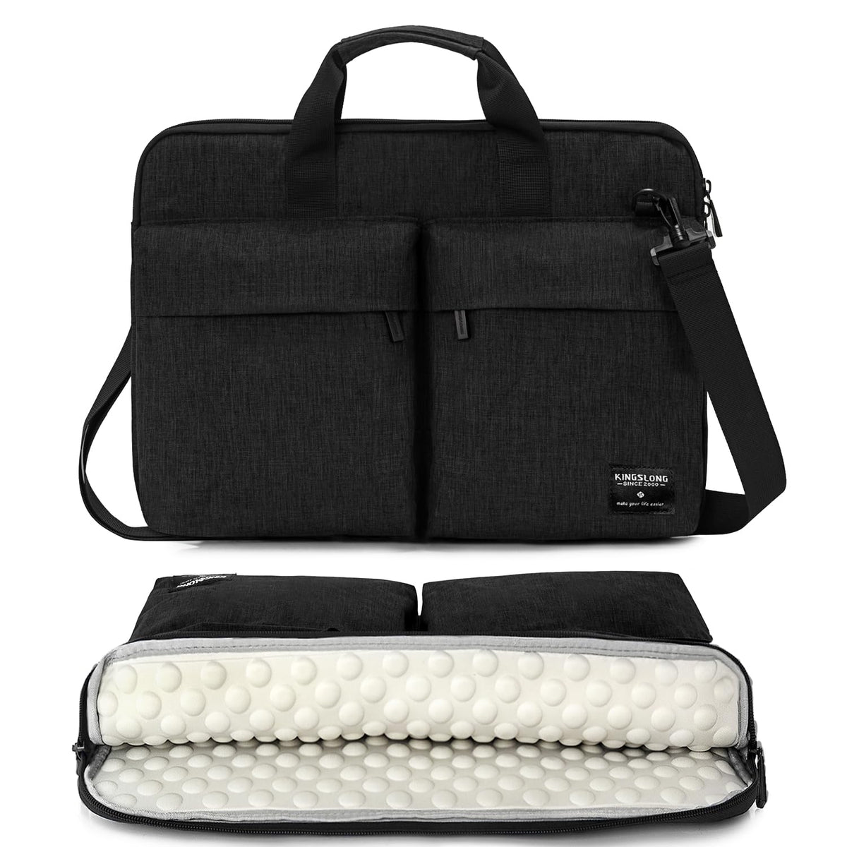 KINGSLONG Slim 17.3 inch Laptop Bag Sleeve Carrying Case with Shoulder Strap, Notebook Ultrabooks Computer Handbag Cover for Men Women Fit for Acer Asus Lenovo HP Toshiba Grey