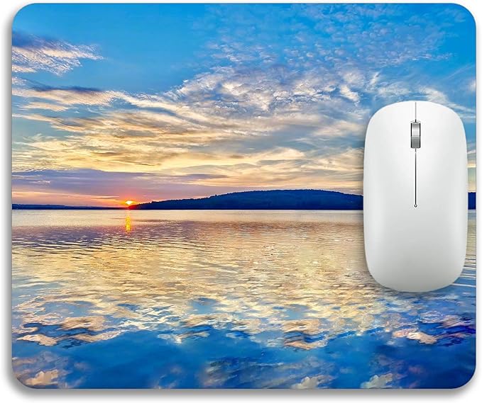 Beautiful Lake and Mountains at Sunset Mouse Pad Mat Rectangle Non-Slip Rubber Base Computer Mousepad