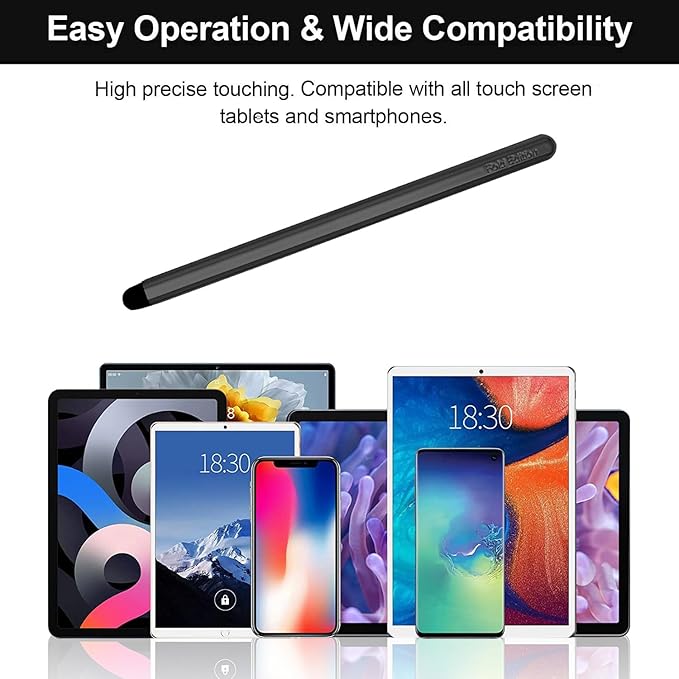 Stylus Pens with Pen Slot for Touch Screens, High Precision Capacitive Universal Stylus for iPad iPhone Tablets Samsung Galaxy All Touch Screen Devices (Black-Long)