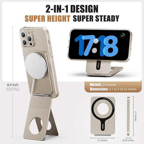 1ST IDEA for Magsafe Tripod, Tripod for iPhone Lightweight Aluminum Alloy & Angle Adjustment & Strong Magnets iPhone Tripod Stand Compatible with 17/16/15/14/13/12 (Included Metal Ring)