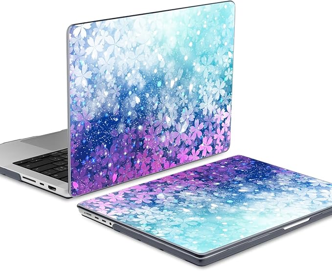 DONGKE for M4 MacBook Pro 16 Inch Case 2024 2023 2021 A3403 A3186 M3 A2991 M2 A2780 M1 A2485 Pro/Max Chip, Plastic Hard Shell Case & Keyboard Cover for Mac Pro 16 with Touch ID, Sparkling Flower