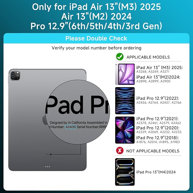 Transparent Case with Keyboard for iPad Air 13 Inch (M3/M2, 2025/2024), iPad Pro 12.9 Inch (6/5/4/3 Gen),7-Color Backlit,Magic Wireless Keyboard, 360°Rotating,with trackpad,Pencil Holder,Blue