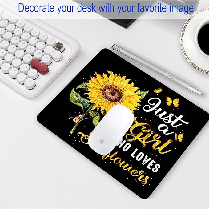 Sunflower Mouse Pad Personalized Design Computer Laptop Mousepad Square Anti-Slip Rubber Office Mouse Pad 9.5x7.9 Inch