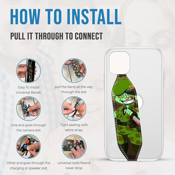 Phone Grip Strap - Reversible Finger Holder for Phone Back, Customizable Anti-Slip Design, Wireless Charging Compatible Detachable Holder for iPhone - Brown & Black Cows