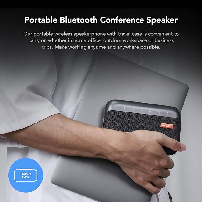 NUROUM A05B Bluetooth Conference Speaker and Microphone, Portable Wireless Speakerphone with Noise Canceling Mic, 16ft Voice Picked Up Computer Speaker for Desktop PC/Laptop/Office/Business Trips