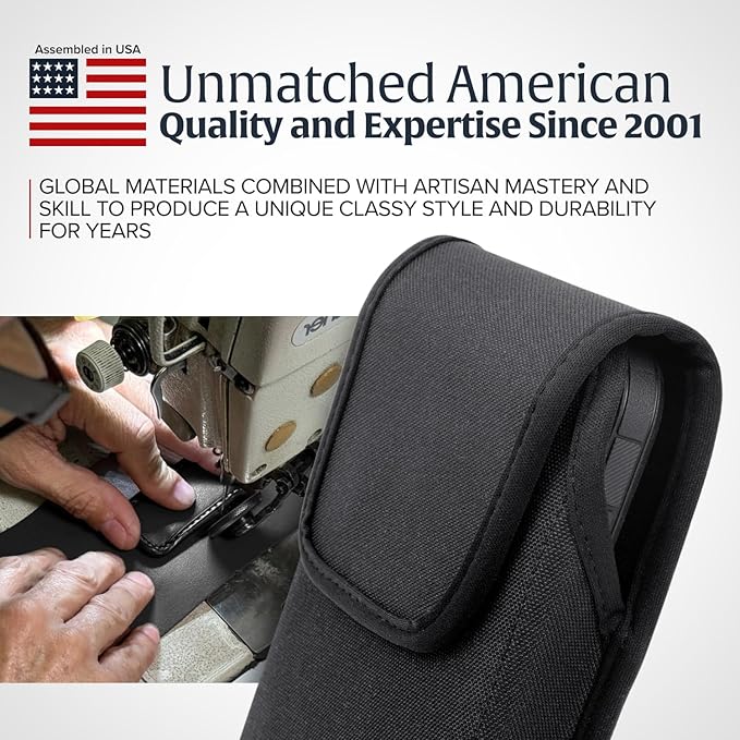 Turtleback Belt Clip for iPhone 16 Pro Max, 15 Pro Max, 14 Pro Max -Large- Fits w/Defender Bulky Style Cases - Premium Black Nylon, Vertical Belt Holder, Magnetic Closure HD Rotating Belt Clip