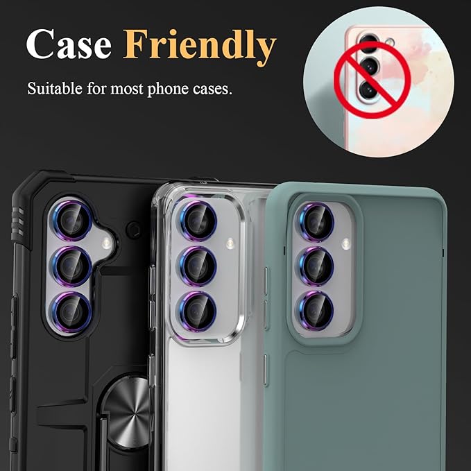 YWXTW Camera Lens Protector for Samsung Galaxy S24 / S23 / S23 Plus, [NOT for S24 Plus] 9H Tempered Glass Metal Individual Ring Camera Screen Protector for S24 Accessories (Multi-Colored)