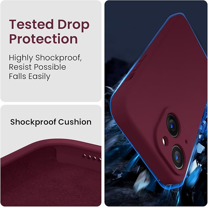 FireNova Designed for iPhone 15 Plus Case, Silicone [Camera Protection] Case with [2 Screen Protectors], Soft Anti-Scratch Microfiber Lining Inside, 6.7 inch, Plum