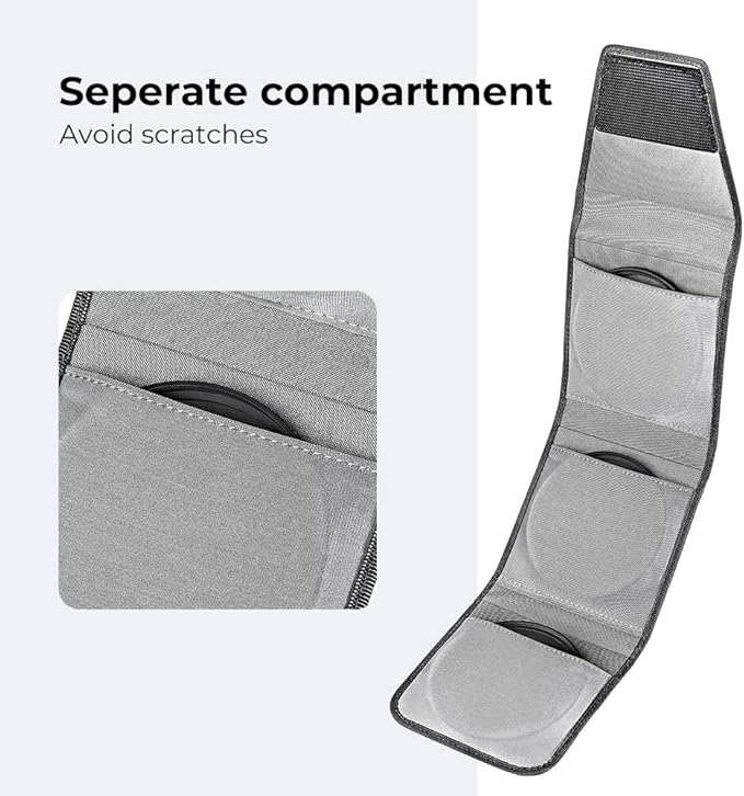 K&F Concept Optics Lens Filter Case, Holds 3 Filters Up to 62mm, Water & Dust Resistant Durable Protective Case, Folding Carry Pouch for Round or Square Filters for Canon Nikon Sony Camera Filters
