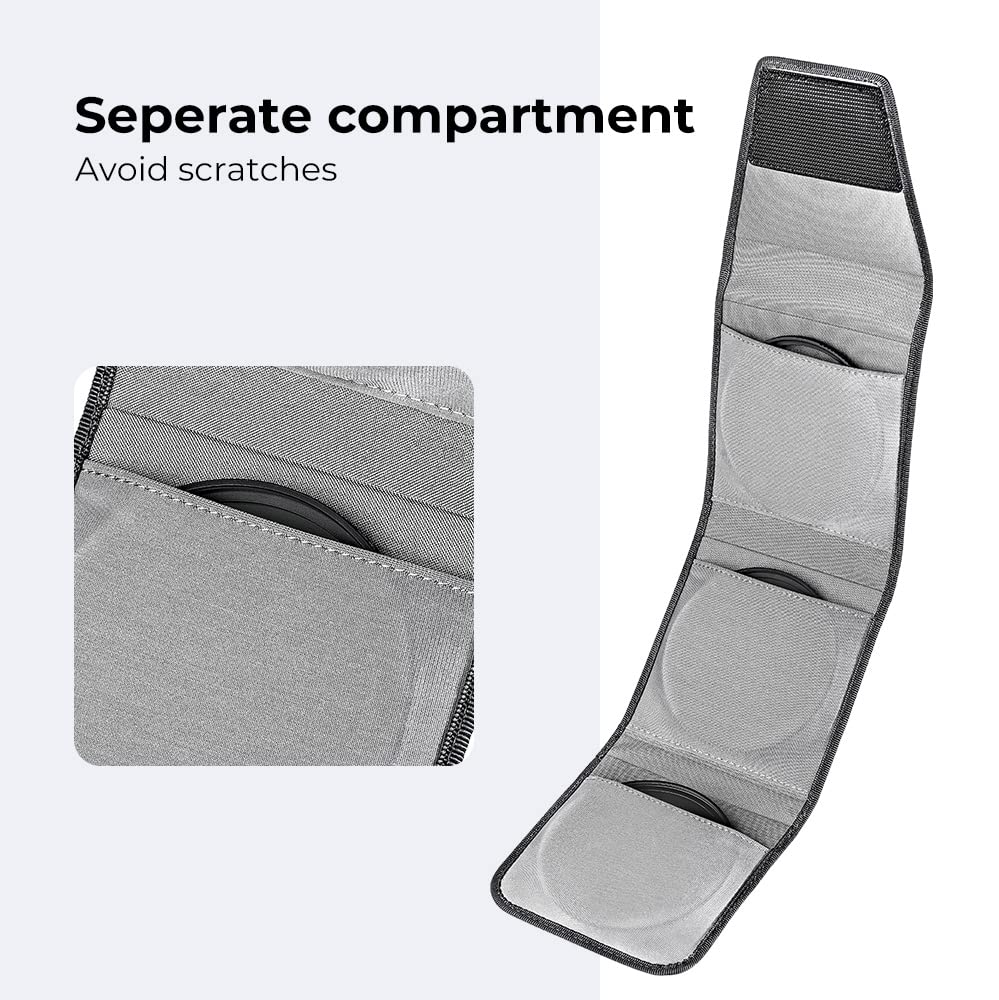 K&F CONCEPT Lens Filter Pouch, Lens Filter Case Up to 82mm