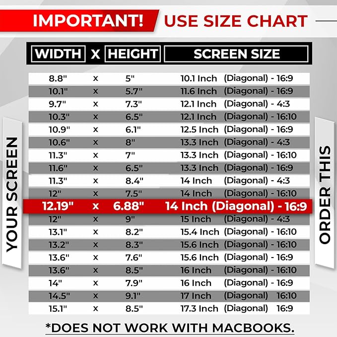 Magnetic Laptop Privacy Screen 14 Inch 16:9 - Removable Computer Privacy Filter Shield and Protector