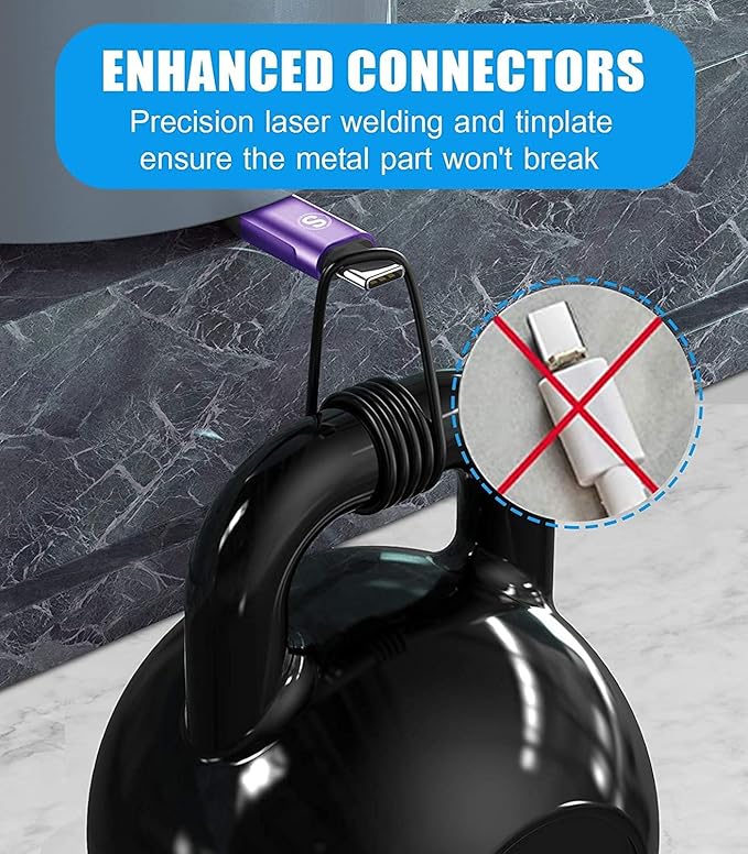 sweguard USB Type C Charger Cable [3-Pack,10ft+6.6ft+3.3ft] iPhone 16 Charger Nylon Braided Cord for iPhone 16 15 Pro Max Plus Samsung Galaxy S24 S23 S22 S21 S20 S10 Note 20 10 A54 Pixel LG Moto PS5