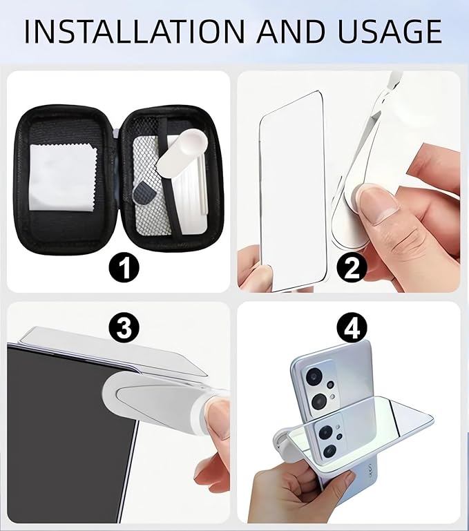 2024 Smartphone Camera Mirror Reflection Clip Kit -【New Version】 Smartphone Selfie Reflector, Adjustable Mobile Phone Reflection Camera Clip, Mirror Reflection Phone Clip for All Phones (2PCS-White)