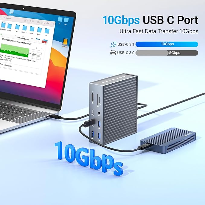ACASIS USB C Docking Station Dual Monitor, 16-in-1 Laptpop Docking Station with 2* HDMI,VGA,2.5G Ethernet,SD/TF10Gbps USB-C 3.1,3.5mm Audio,PD100W,USBC Hub for MacBook/Dell/Lenovo/HP/ThinkPad (Sliver)