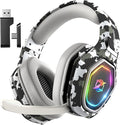 Wireless Gaming Headset for Ps5, Ps4, PC, Gaming Headphones with Flip Mic and USB-A & USB-C Transmitter, 40Hr Battery Bluetooth Headset for Mobile, Mac, Laptop