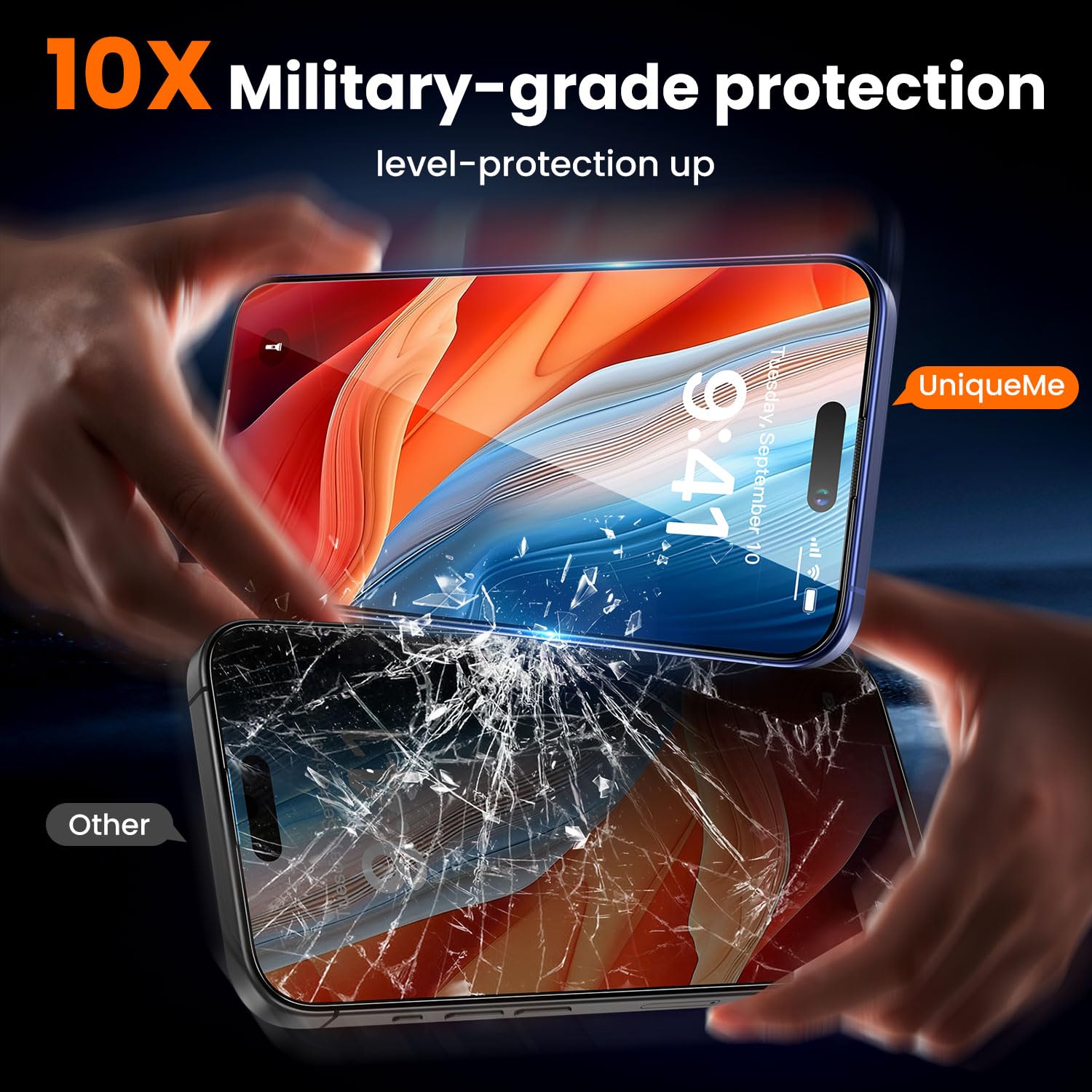 UniqueMe for iPhone 16/iPhone 15 Screen Protector Easy Installation-2 Packs