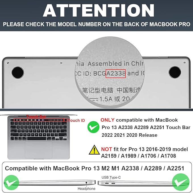 for MacBook Pro 13 Inch Case 2022 2021 2020 Release A2338 M2 M1 A2251 A2289, Plastic Hard Shell Case for MacBook Pro 13.3 inch with Touch Bar & Touch ID, Navy Blue Wild Flowers
