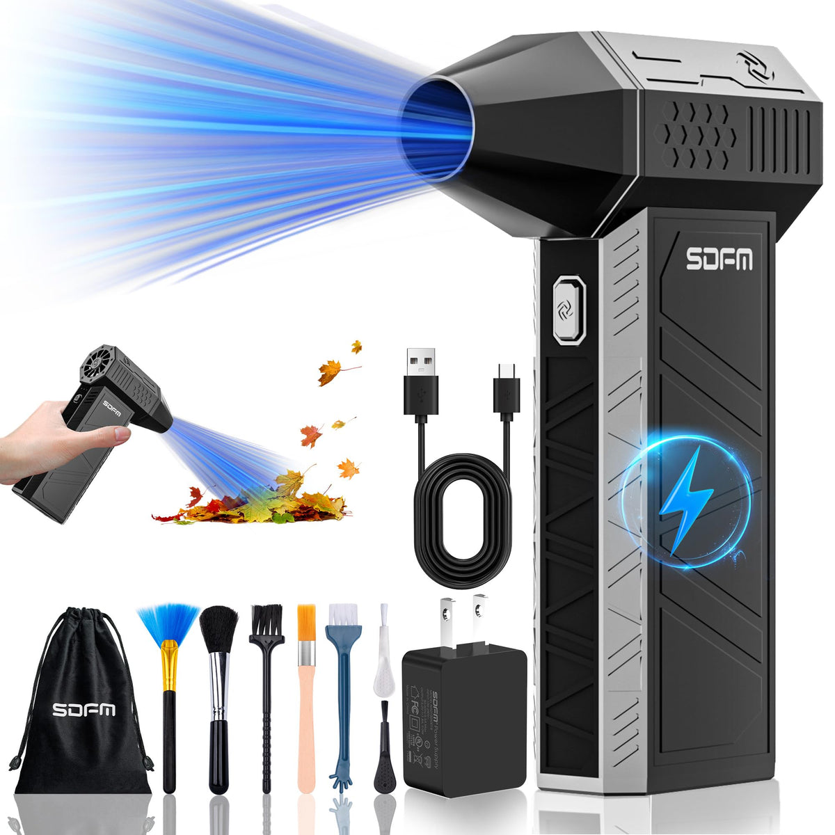 SDFM Compressed Air Duster - 3-Gear Adjustable Rechargeable Air Duster
