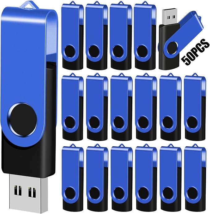 EASTBULL 4GB USB Flash Drive 50 Pack with Lanyards - USB 2.0 Jump Drive for Storage and Backup - Blue 50PCS