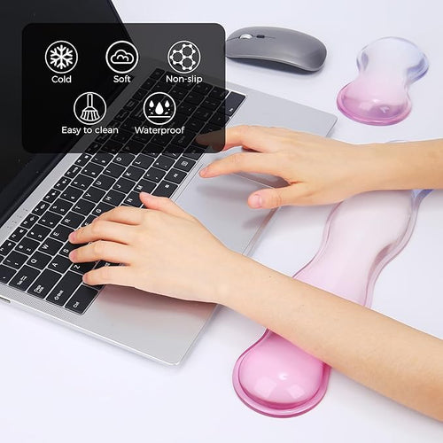 ABRONDA Gel Wrist Rest for Keyboard and Mouse, Wrist Rest for Keyboard, Mouse Wrist Support, Pain Relief, Cool Touch, Non-Skid, Mouse Wrist pad