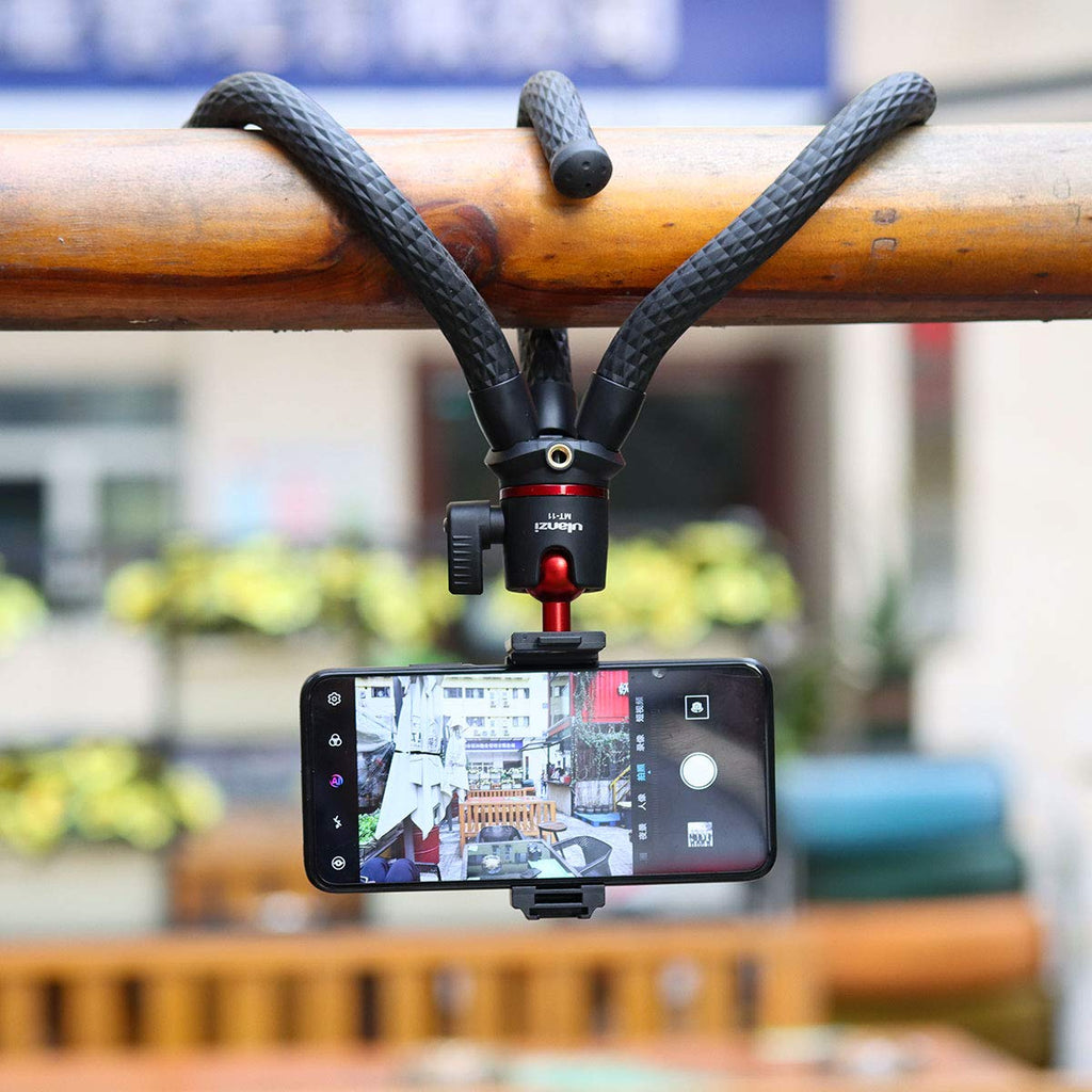 ULANZI Camera Tripod, Mini Flexible Stand w Hidden Phone Holder w Cold Shoe Mount, 1/4'' Screw f Magic Arm, Universal f iPhone 17 16 15 14 Pro Max XS Max Canon Nikon Sony DJ Pocket 4/3 Cameras