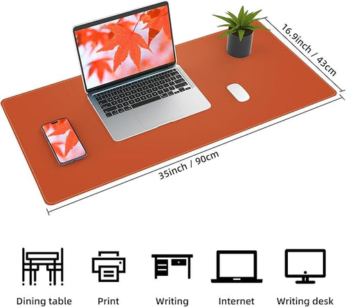 AFIING Cork Desk Mat, 35.4" x 17", Orange,Desk pad Protector