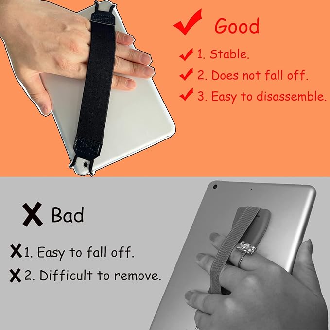 2 Pack Tablet Hand Strap, Versatile Lightweight Finger Grip for 9-11 Inch Tablet, Kindle, iPad Pro/Air