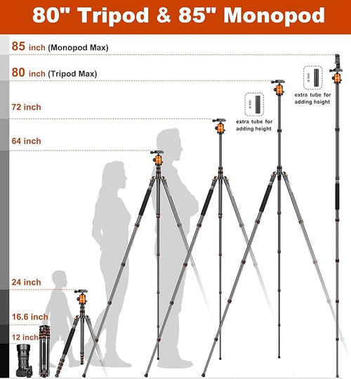 80/85 inches Heavy Duty Tripod for Camera Phone, 85" Camera Tripod Monopod
