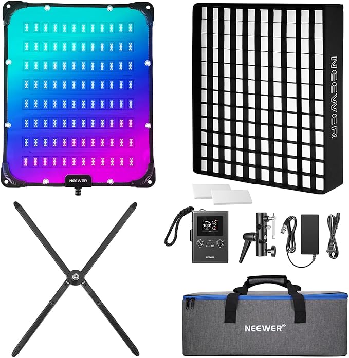 NEEWER 115W Flexible LED Video Light, Studio RGB Panel Light Mat Kit with Softbox APP/2.4G/DMX Control 2500K-10000K 14700lx/0.5m CRI96+, Key Lighting for Photography Streaming Video Recording, FL100C