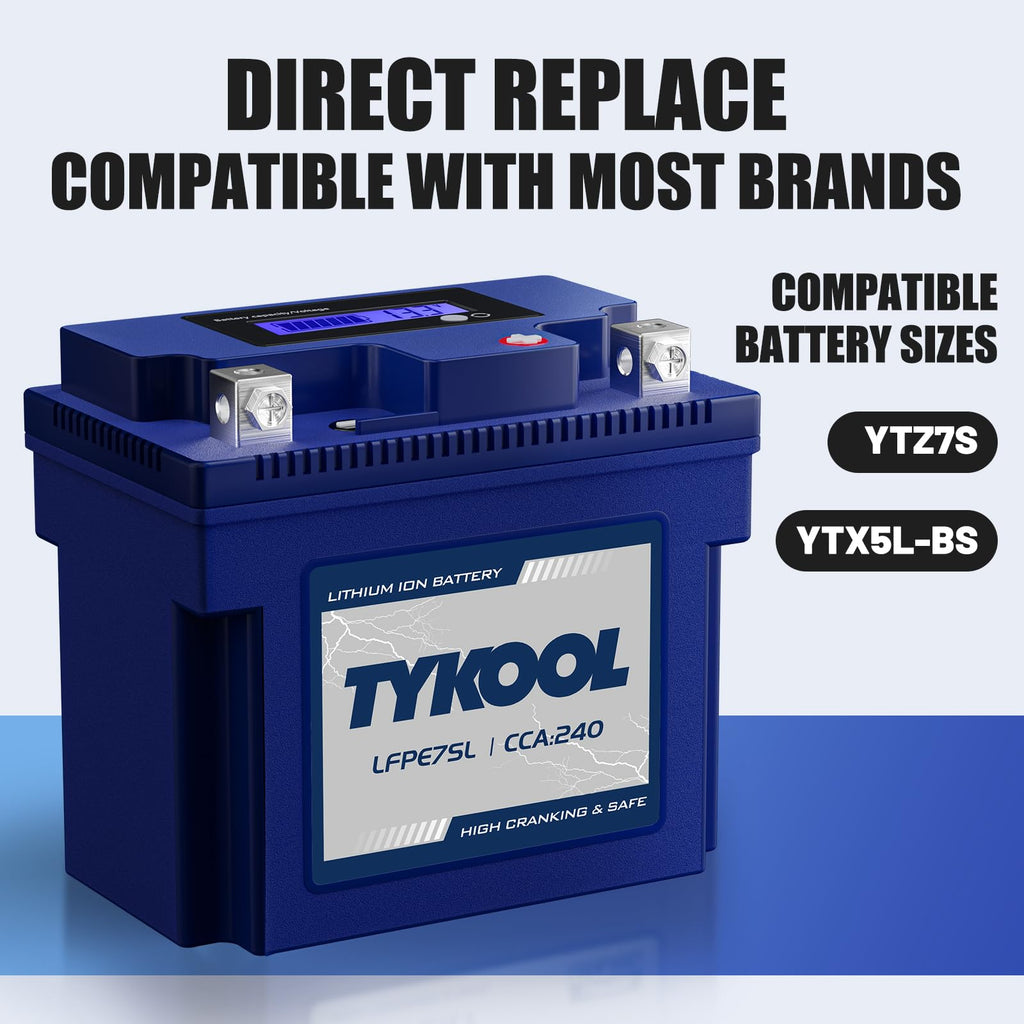 YTZ7S / YTX7L,12V 4Ah 240CCA LiFePO4 Motorcycle Battery, Powersports Battery for Honda KTM Yamaha Harely, Lithium Battery,For ATV, UTV, Snowmobile, Motocross, Lawn Mower, Jet Ski, Motorboat