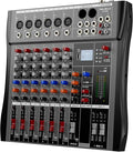 Professional DJ Audio Mixer - NEW BAXS 6 Channel DJ Bluetooth Controller Sound Mixer,USB Interface,6 XLR Mic/Line Input,AUX,FX Processor MP3 Player,+48V Phantom For Karaoke Studio Streaming Recording