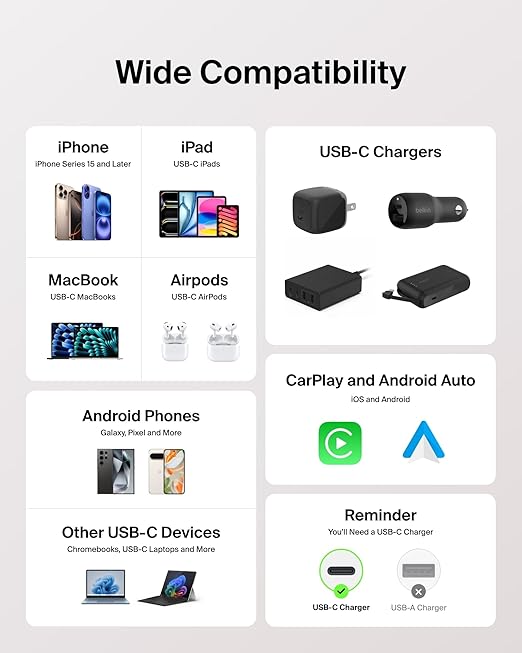 Belkin USB C to USB C Cable 2-Pack, 9.9ft, 60W - Type C Charger, iPhone Charger Cord, Soft, Braided, Flexible for iPhone 16, Galaxy S25, Pixel 9, Airpods, iPad Pro & More, Travel Essentials - Pink