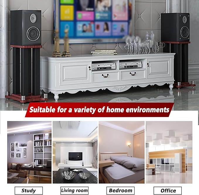 A Pair of Universal Speaker Stands, Heavy Duty Speaker Stands Holds Bookshelf Speaker Satellite Speaker Large Speaker, Vibration-Absorbing MDF Design, Holds 88lbs Speaker (Teak, 70cm/27.5in)