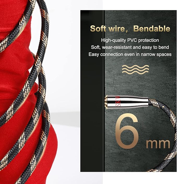 SKW Optical Digital Audio Toslink Cable Home Theater Fiber Optic Male to Male Gold Plated S/PDIF Cables - Copper Connectors, High-Reinforced Transparent Polymer Core, Nylon Braided 9.8ft(3M)